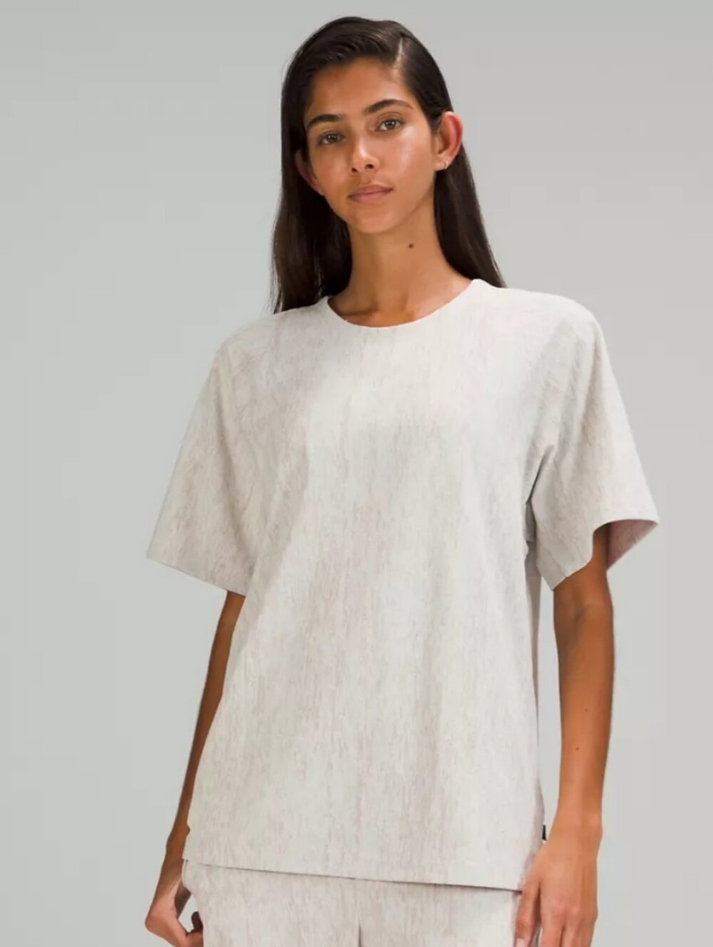 Lululemon Lab Short Sleeve Shirt *Jacquard. Light Grey, Touch Light Tan. Size XL